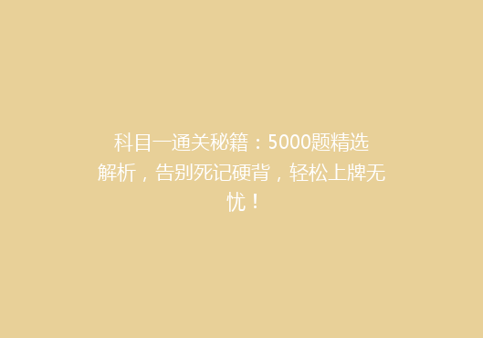 科目一通关秘籍：5000题精选解析，告别死记硬背，轻松上牌无忧！