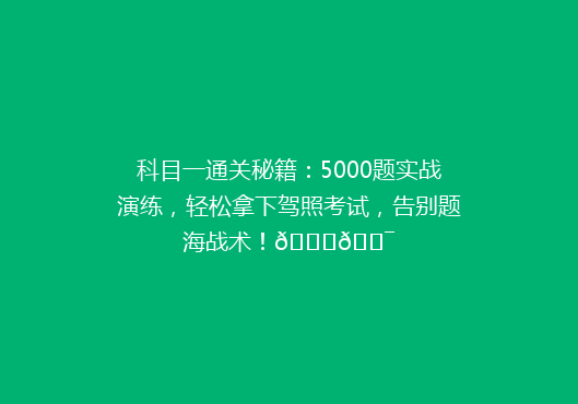 科目一通关秘籍：5000题实战演练，轻松拿下驾照考试，告别题海战术！🚗🎯