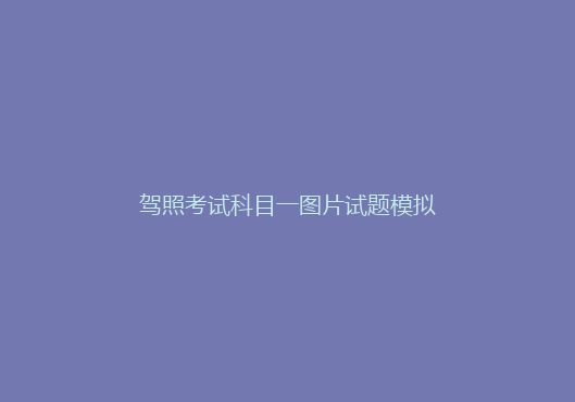 驾照考试科目一图片试题模拟