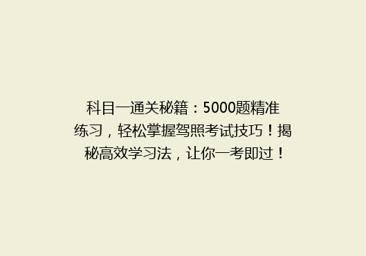 科目一通关秘籍：5000题精准练习，轻松掌握驾照考试技巧！揭秘高效学习法，让你一考即过！