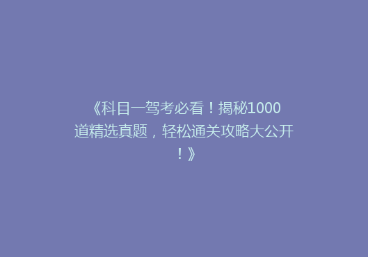 《科目一驾考必看！揭秘1000道精选真题，轻松通关攻略大公开！》