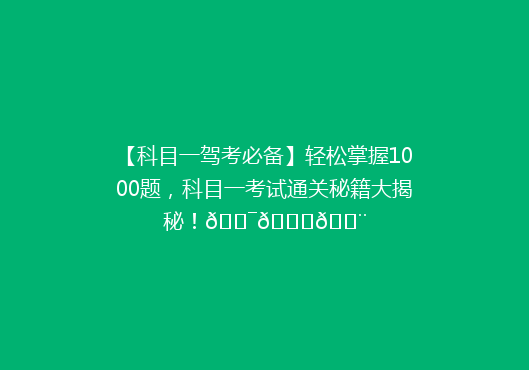 【科目一驾考必备】轻松掌握1000题，科目一考试通关秘籍大揭秘！🎯📚💨