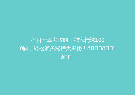 科目一驾考攻略：独家精选1000题，轻松通关秘籍大揭秘！🚗💨🎯