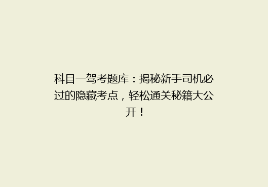 科目一驾考题库：揭秘新手司机必过的隐藏考点，轻松通关秘籍大公开！