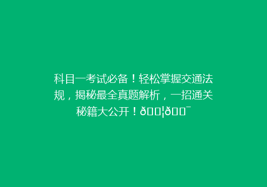 科目一考试必备！轻松掌握交通法规，揭秘最全真题解析，一招通关秘籍大公开！🚦🎯