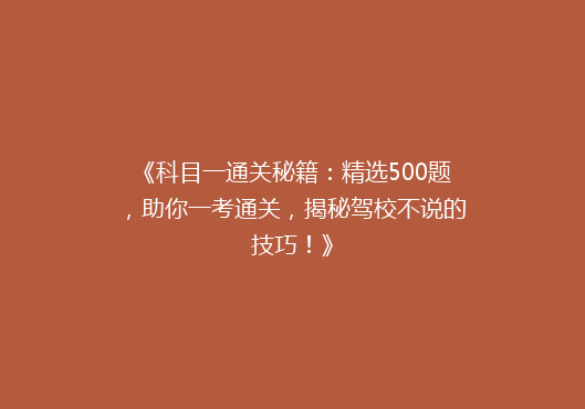 《科目一通关秘籍：精选500题，助你一考通关，揭秘驾校不说的技巧！》